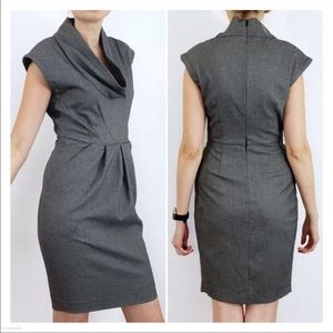 Zara EUC Gray Cowl Neck Tulip Business Short Mini Dress S